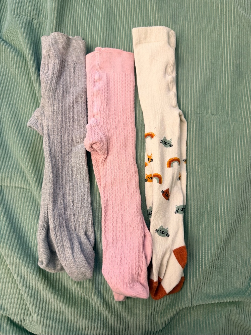 Kids Cozy Ribbed Tights - Pink, Gray & Cream (3-Pack)